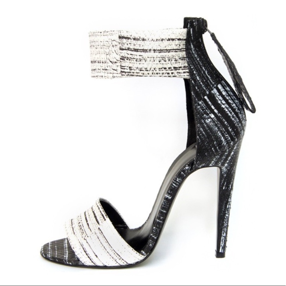 Pierre Hardy Real snakeskin high heel white and black sandals